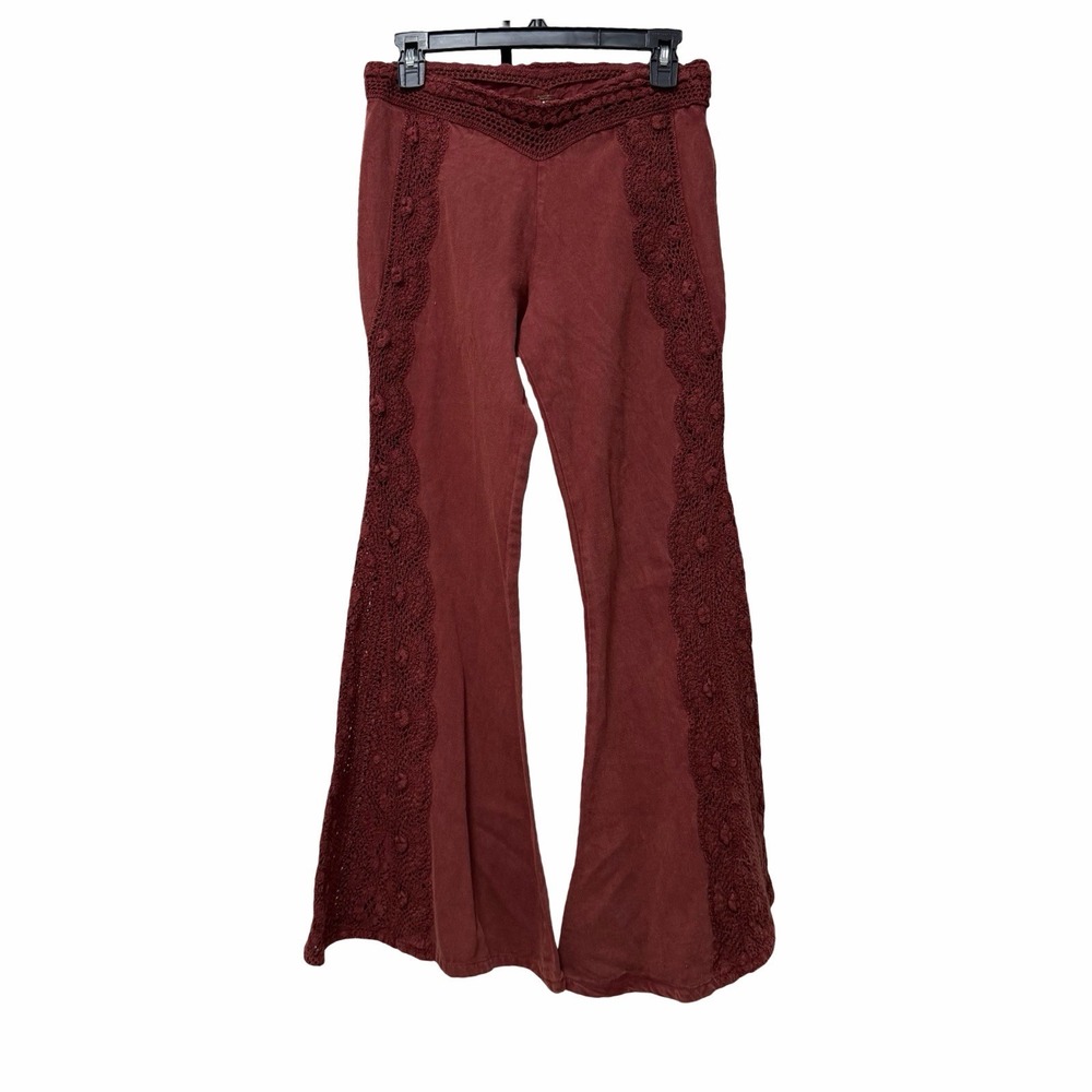 Free People Neptunes Net Retro Crochet Flare Pant Size 2 Festival Coachella